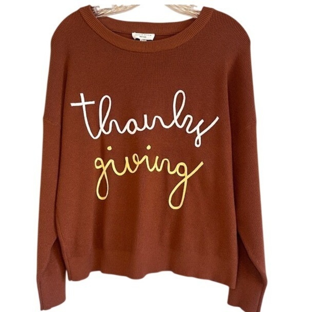 Rio & Rian New York Women's Brown Crewneck Thanksgiving Fall Sweater XL